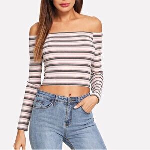 Striped Off-Shoulder Women's Top